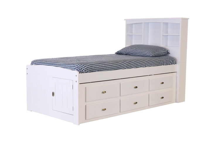 trundle bed with bookcase - White