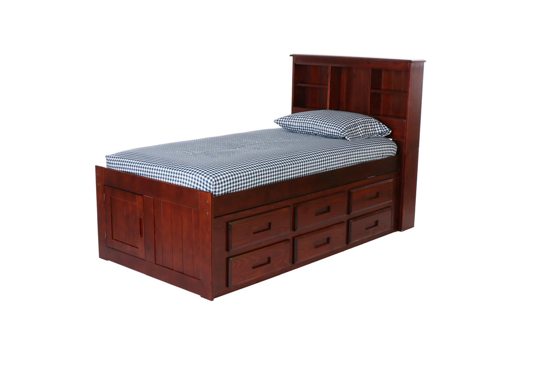 twin bed with storage underneath - Merlot