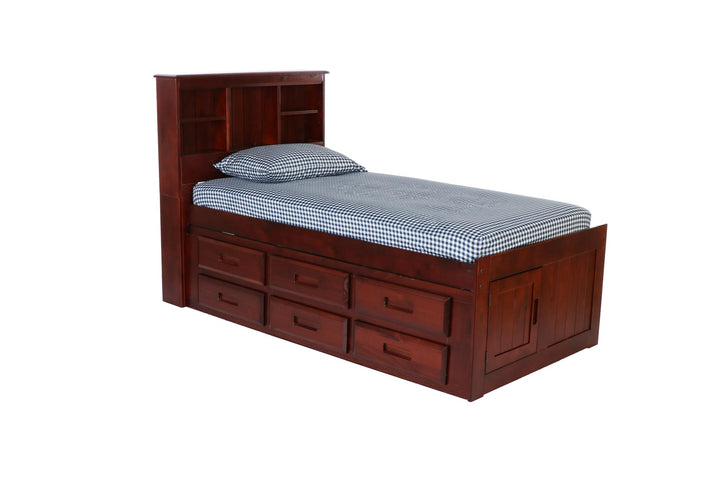 trundle bed with bookcase - Merlot