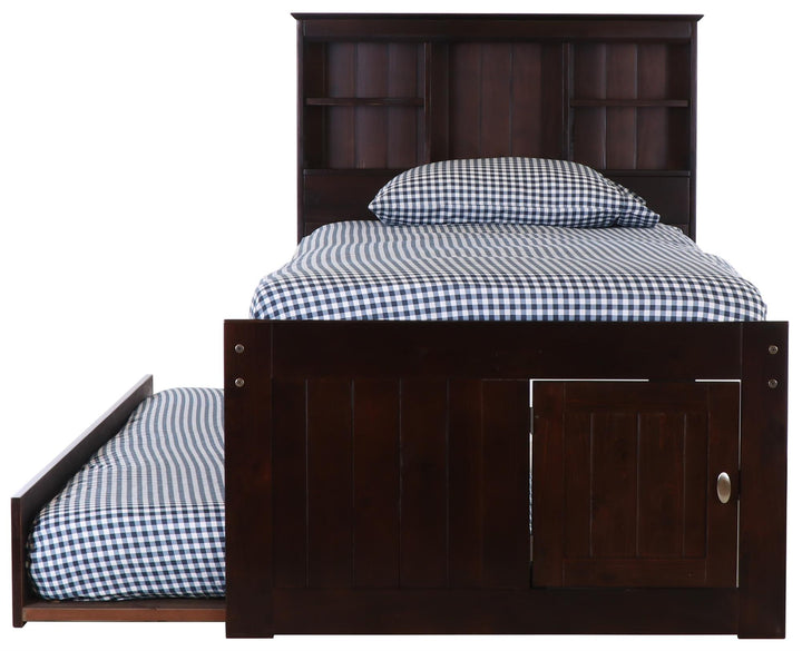 trundle beds with bookcase headboard - Charcoal