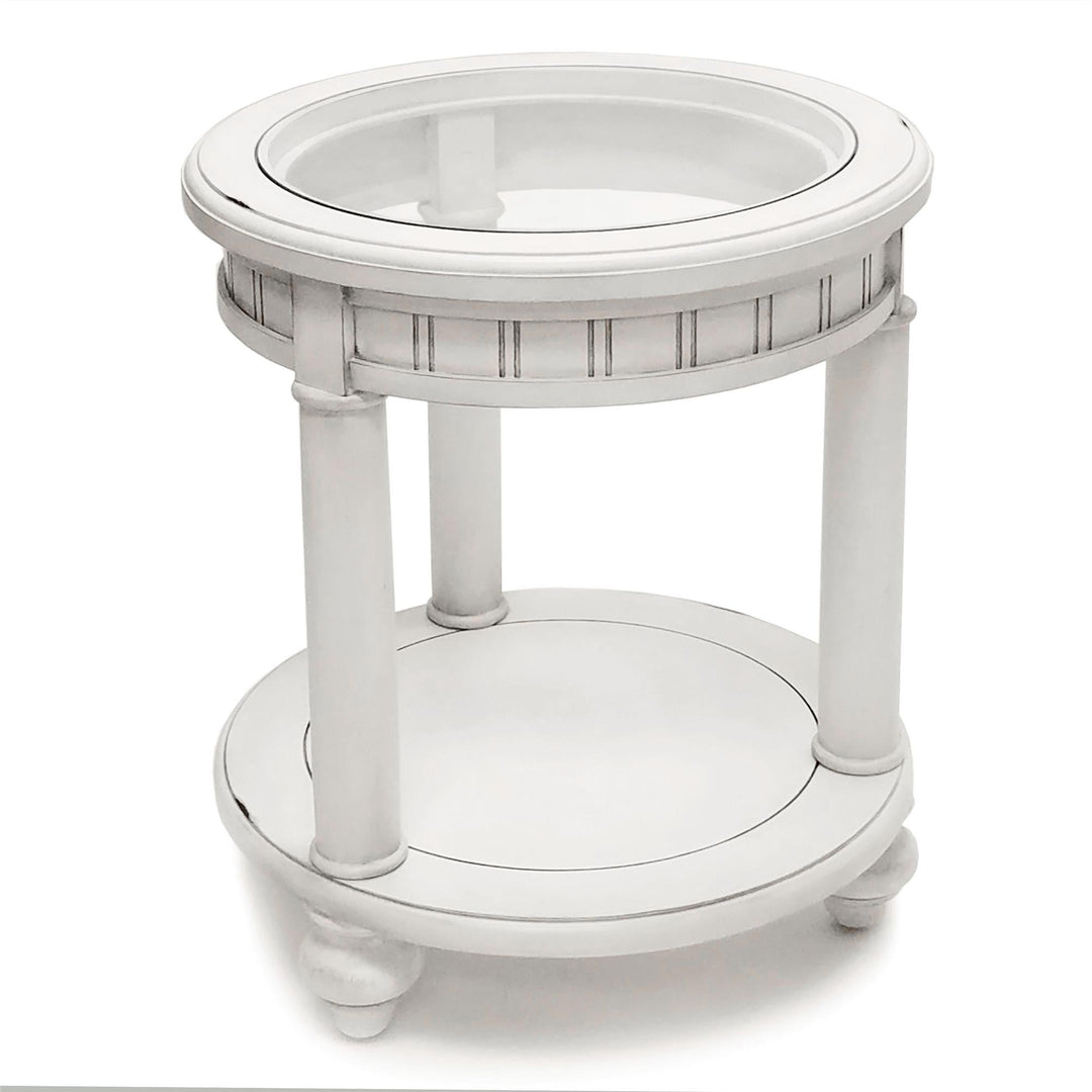 Round End Table - White