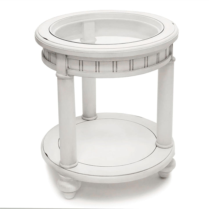 Round End Table - White