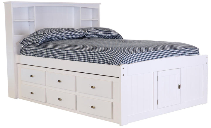 bed with bookcase and drawers - White