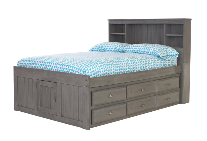 full bed with bookcase headboard - Charcoal