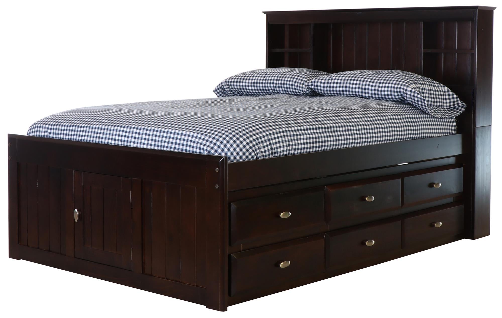 Ercole full mate's bed clearance with 12 drawers and bookcase