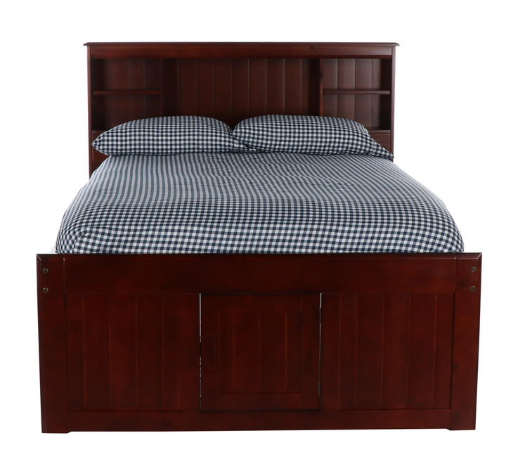 full bed with bookcase headboard - Merlot