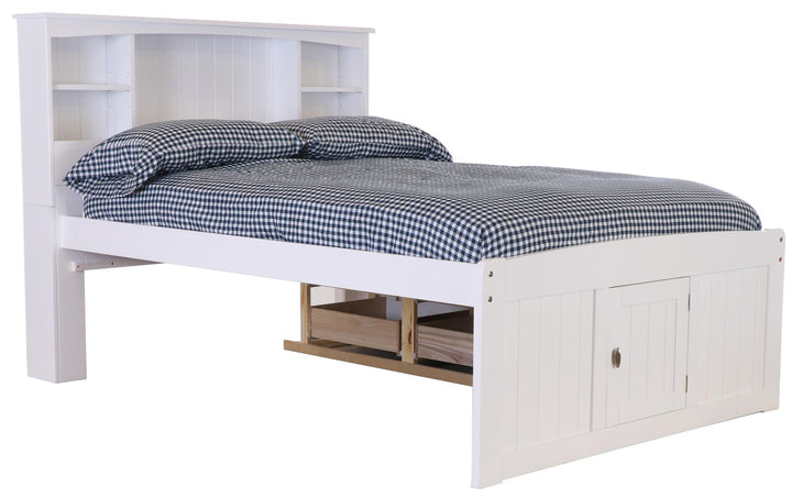 full size bed with 6 drawers - White