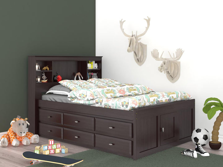 bookcase bed with hedboard - Espresso