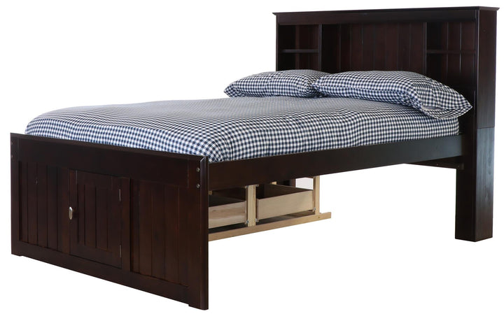 wooden bookcase bed with drawers - Espresso