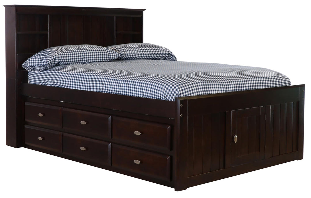 wooden full size bookcase bed - Espresso