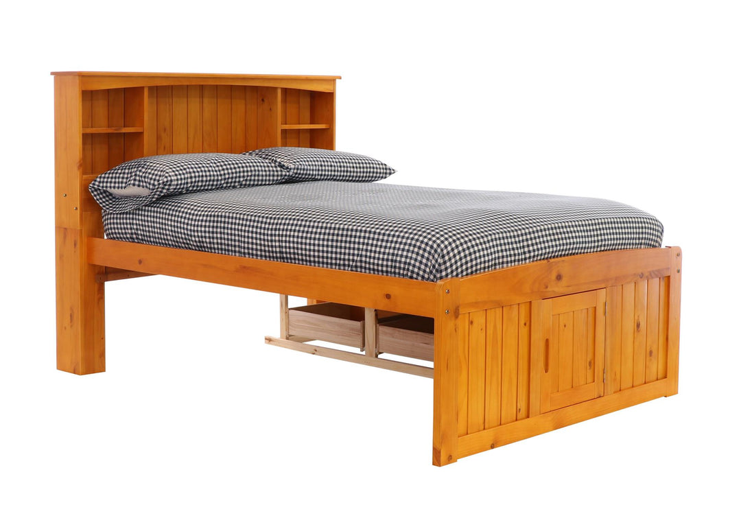 full size bed with 6 drawers - Honey