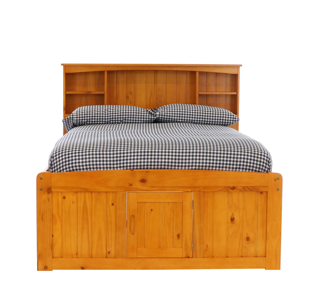 full size bed with storage - Honey
