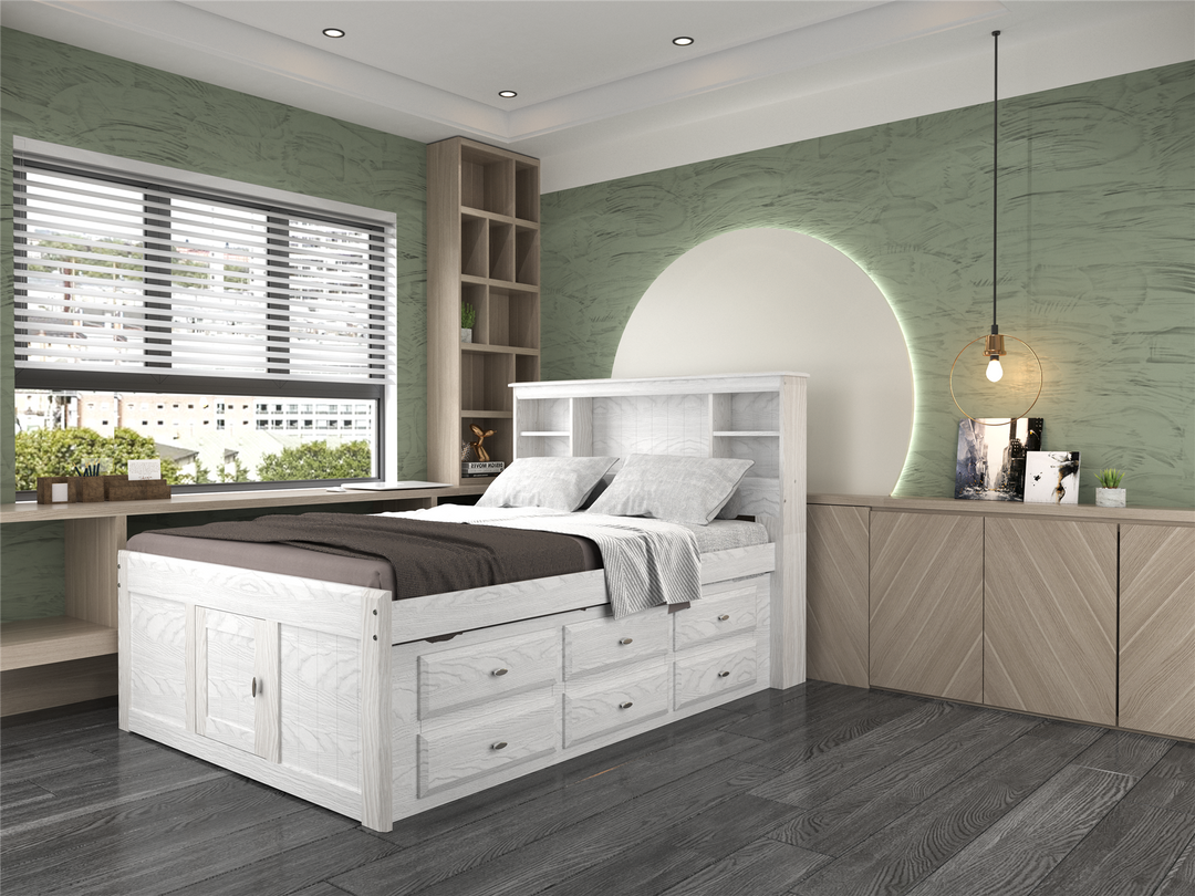 bookcase bed with hedboard - Ash