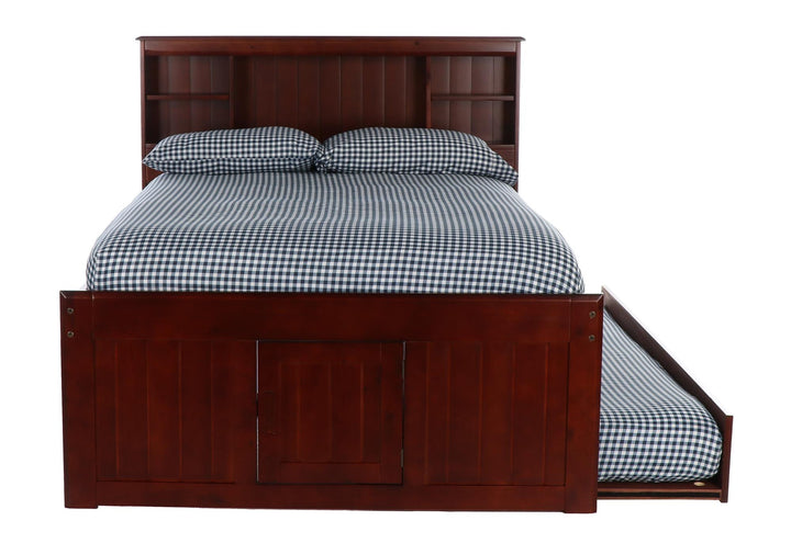 full bed with trundle and bookcase - Merlot