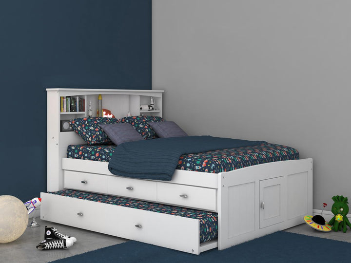 full size bookcase bed - White