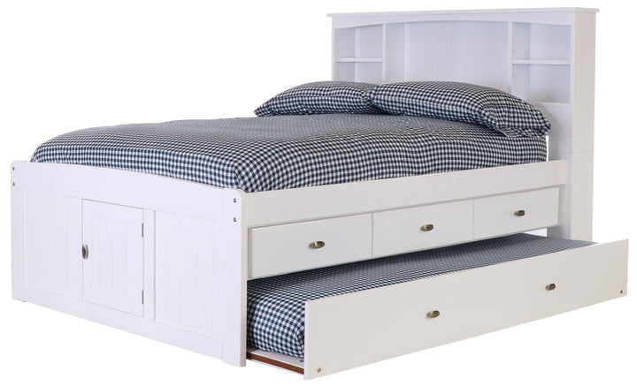 full size bookcase bed 3 drawers and trundle - White