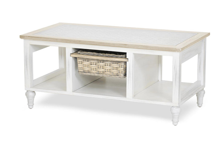Coffee Table with basket - White