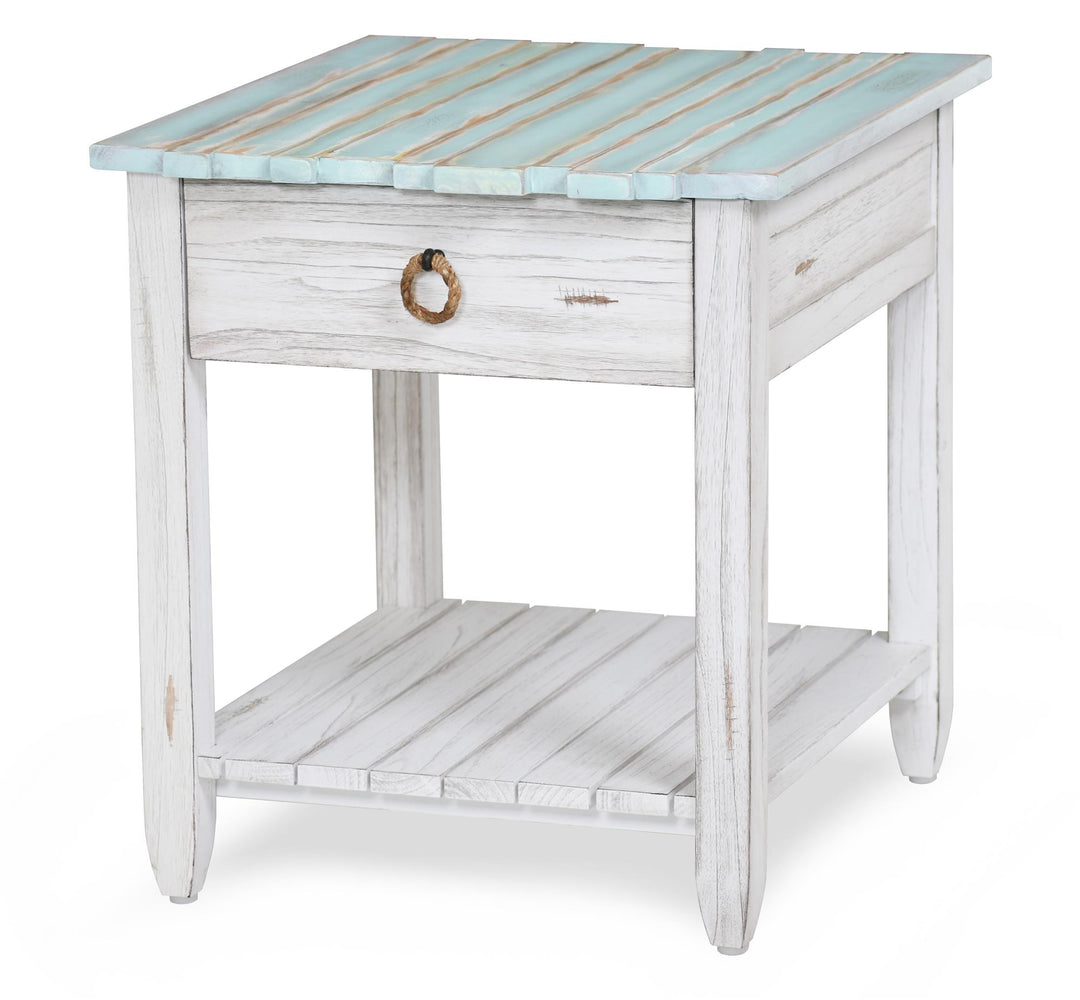 solid wood End Table - Blue