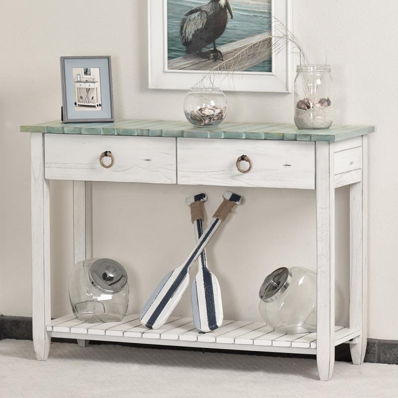 console table with two drawers - Blue