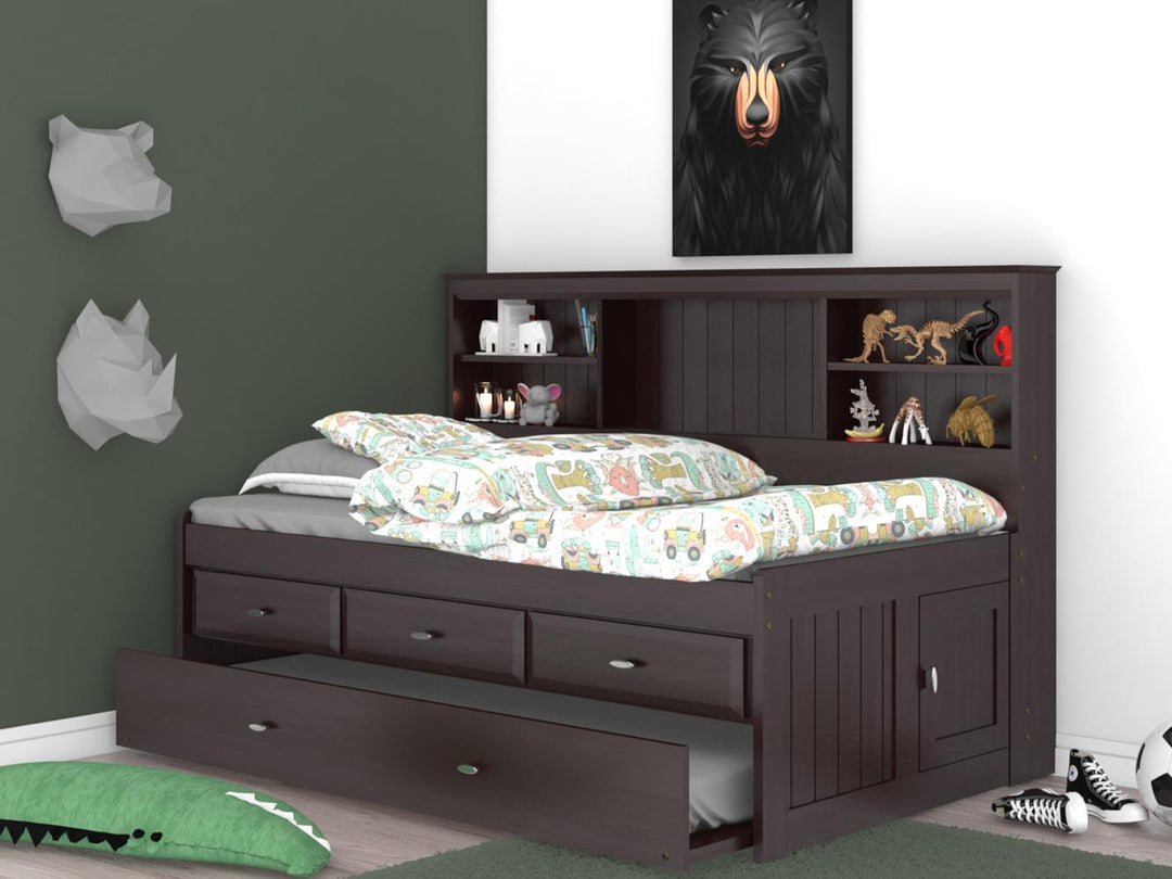 twin trundle daybed with storage - Espresso