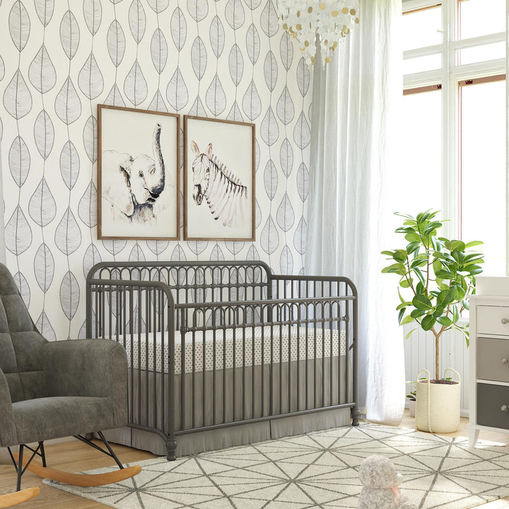 Little Seeds Raven 3-in-1 Metal Crib with Rounded Edges - Gray