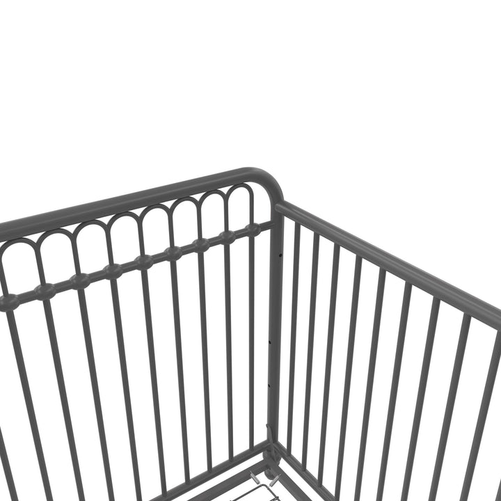 Little Seeds Raven 3-in-1 Metal Crib with Rounded Edges - Gray