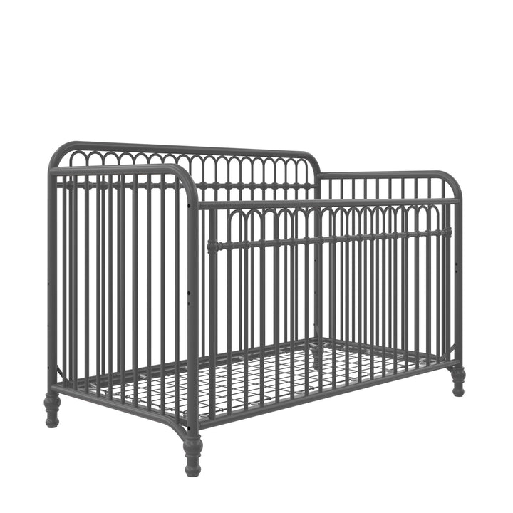 Little Seeds Raven 3-in-1 Metal Crib with Rounded Edges - Gray