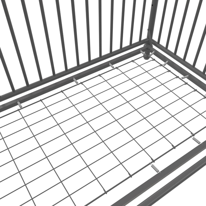 Little Seeds Raven 3-in-1 Metal Crib with Rounded Edges - Gray