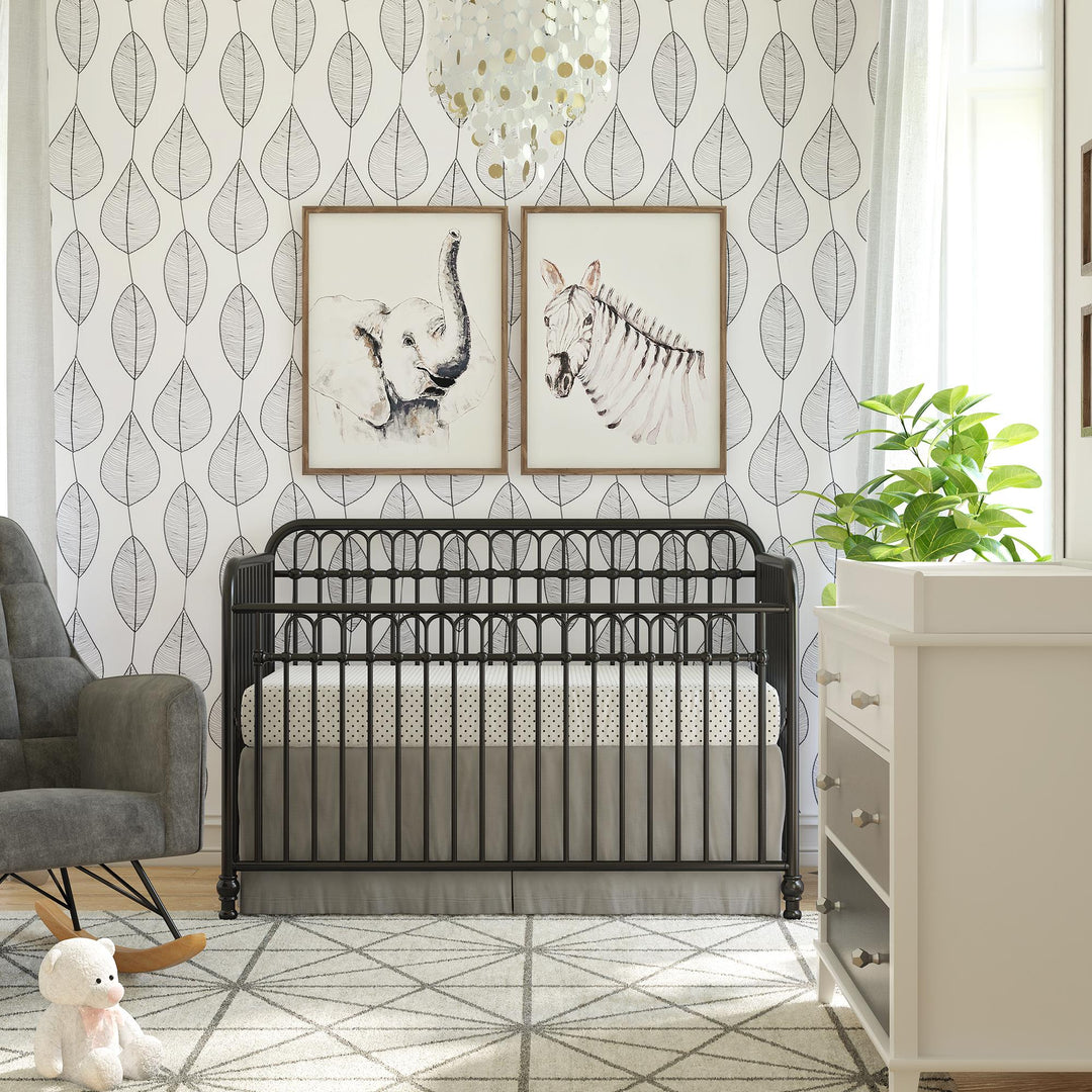 Little Seeds Raven 3-in-1 Metal Crib with Rounded Edges - Black