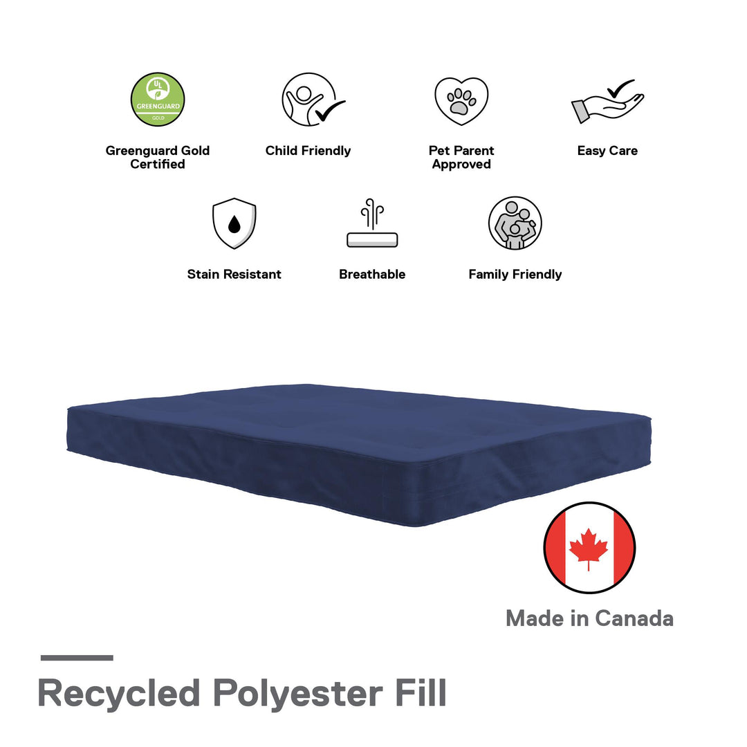 Carson 8 Inch Thermobonded High Density Polyester Fill Futon Mattress - Navy - Full