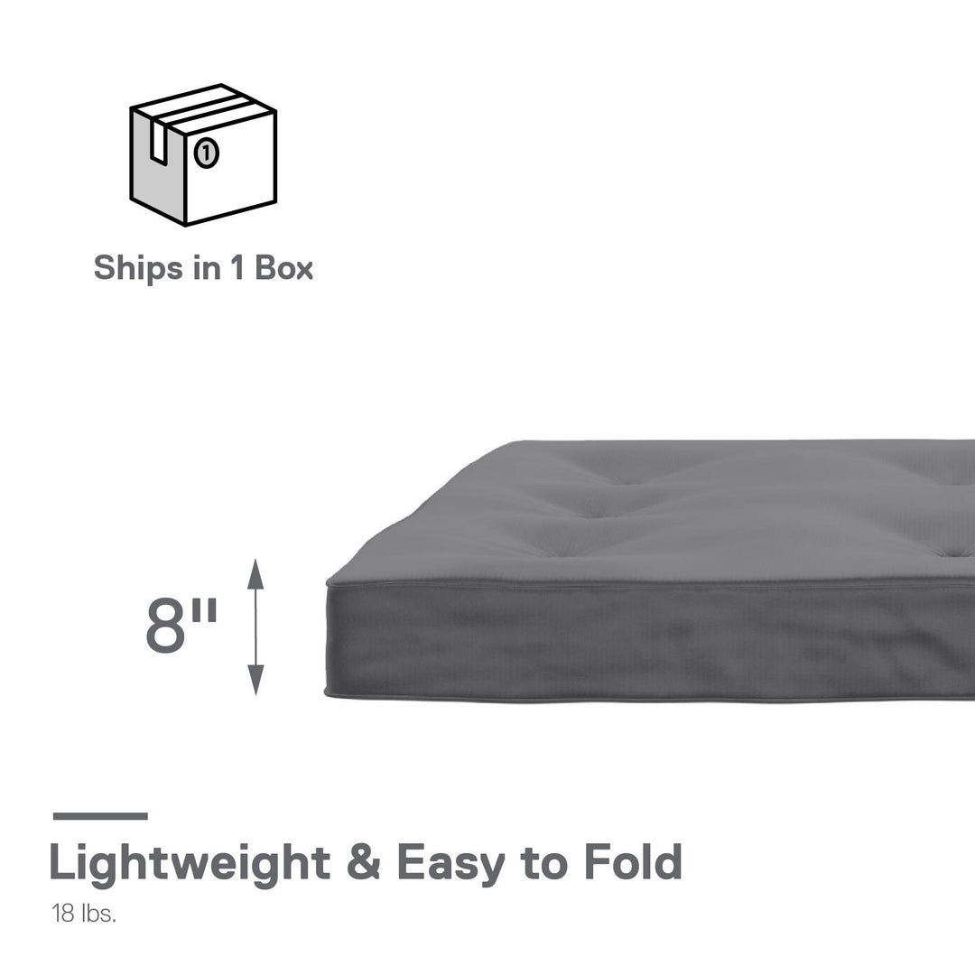 Carson 8 Inch Thermobonded High Density Polyester Fill Futon Mattress - Gray - Full