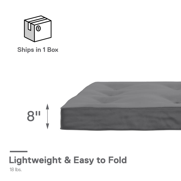 Carson 8 Inch Thermobonded High Density Polyester Fill Futon Mattress - Gray - Full
