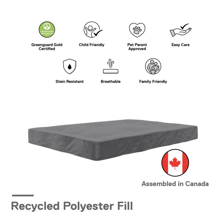 Carson 8 Inch Thermobonded High Density Polyester Fill Futon Mattress - Gray - Full
