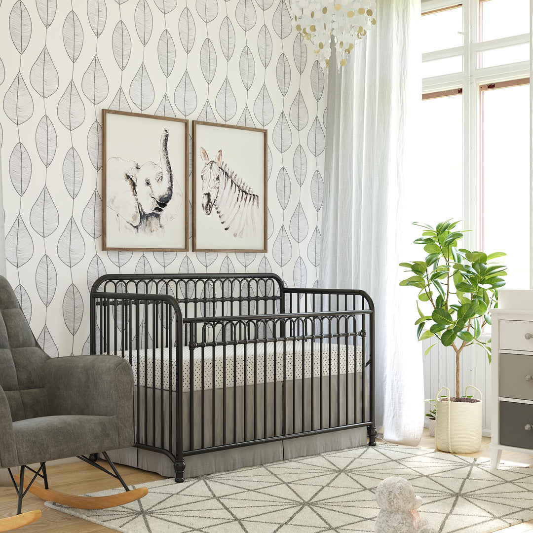 Little Seeds Raven 3-in-1 Metal Crib with Rounded Edges - Black