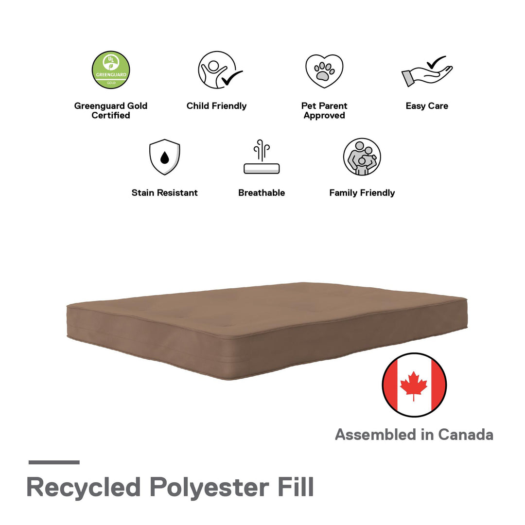 Carson 8 Inch Thermobonded High Density Polyester Fill Futon Mattress - Tan - Full