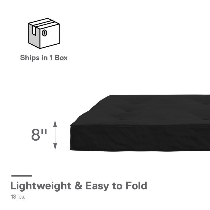Carson 8 Inch Thermobonded High Density Polyester Fill Futon Mattress - Black - Full