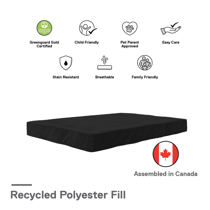 Carson 8 Inch Thermobonded High Density Polyester Fill Futon Mattress - Black - Full