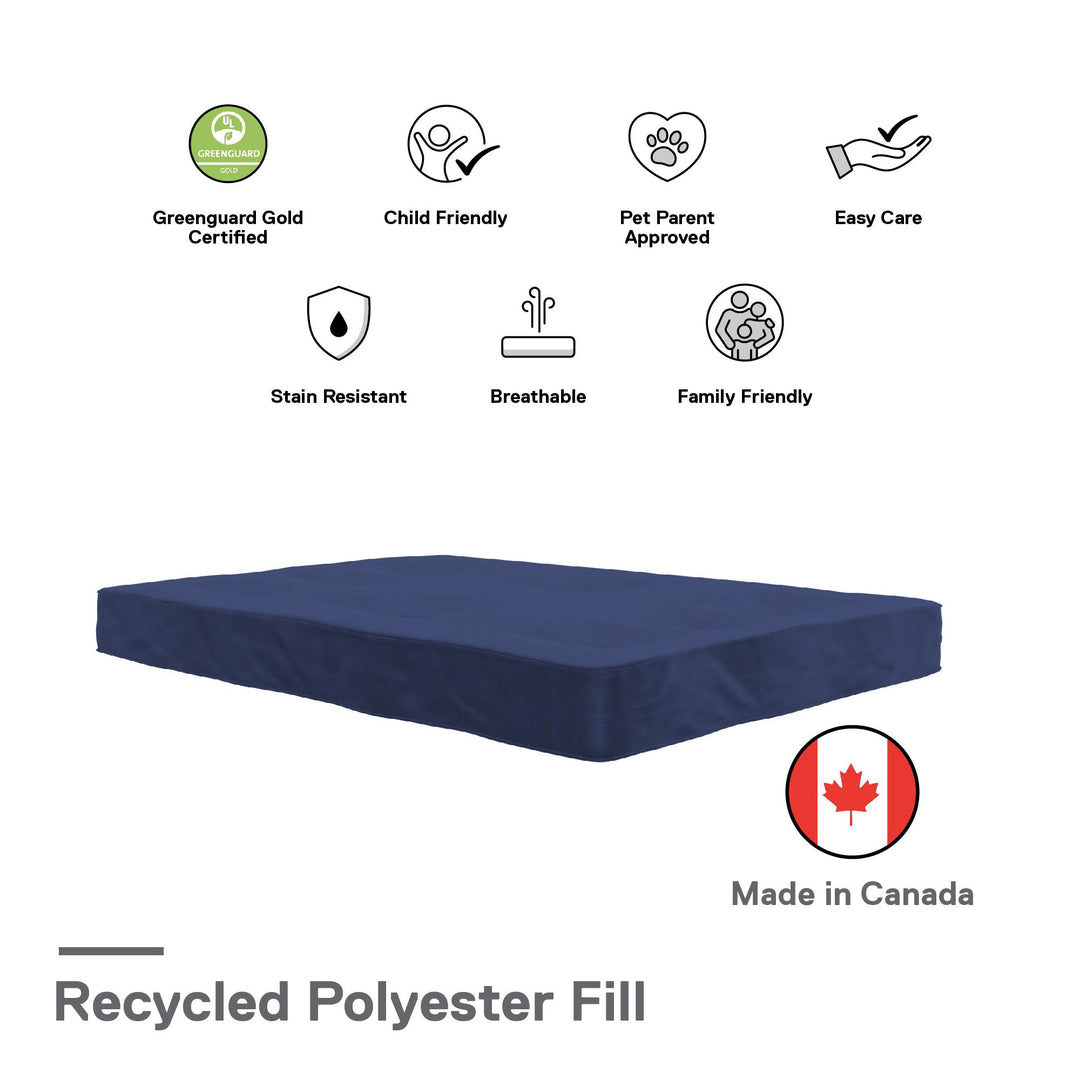 Poly filled futon mattress full size -  Navy 