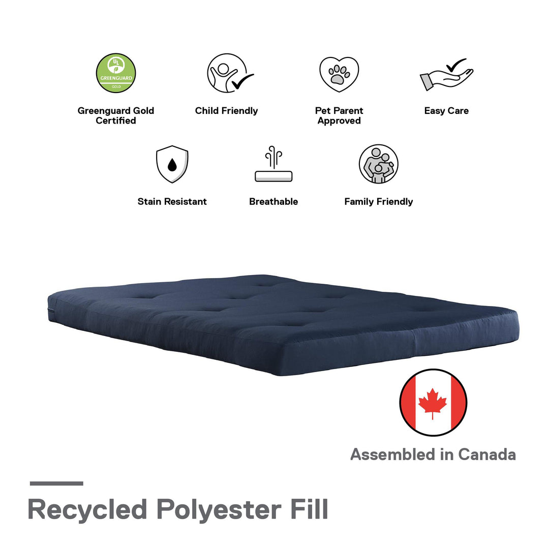 Caden 6 Inch Full Size Poly Filled Futon Mattress - Blue - Full