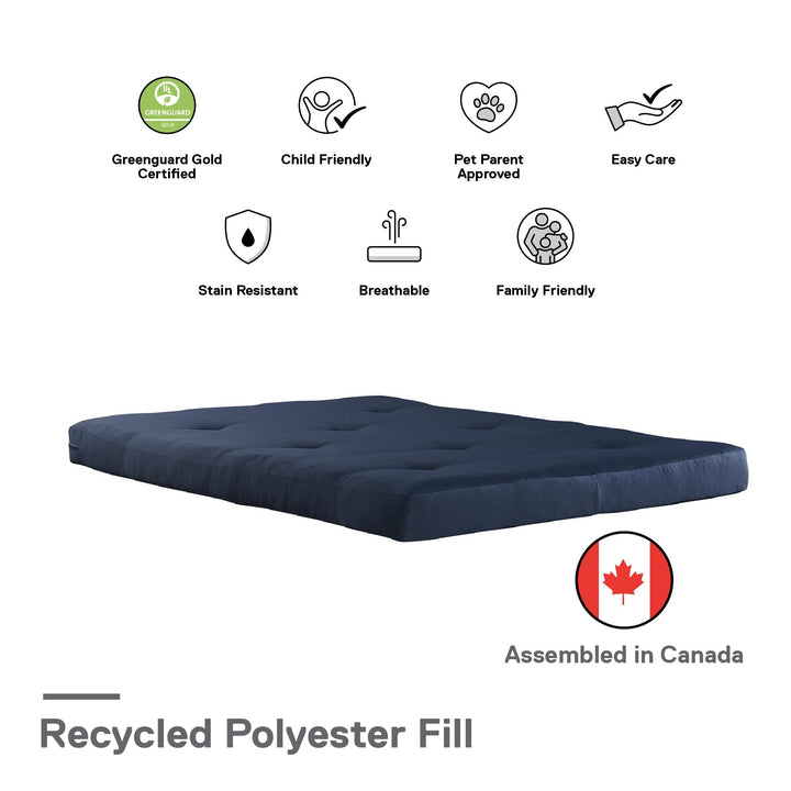 Caden 6 Inch Full Size Poly Filled Futon Mattress - Blue - Full