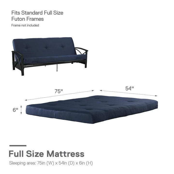 Caden 6 Inch Full Size Poly Filled Futon Mattress - Blue - Full