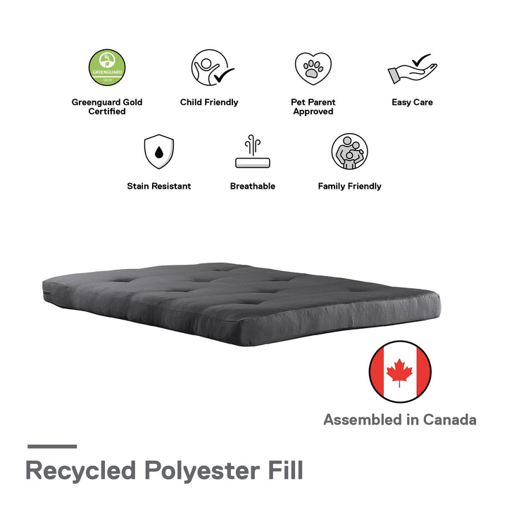 Caden 6 Inch Full Size Poly Filled Futon Mattress - Gray - Full