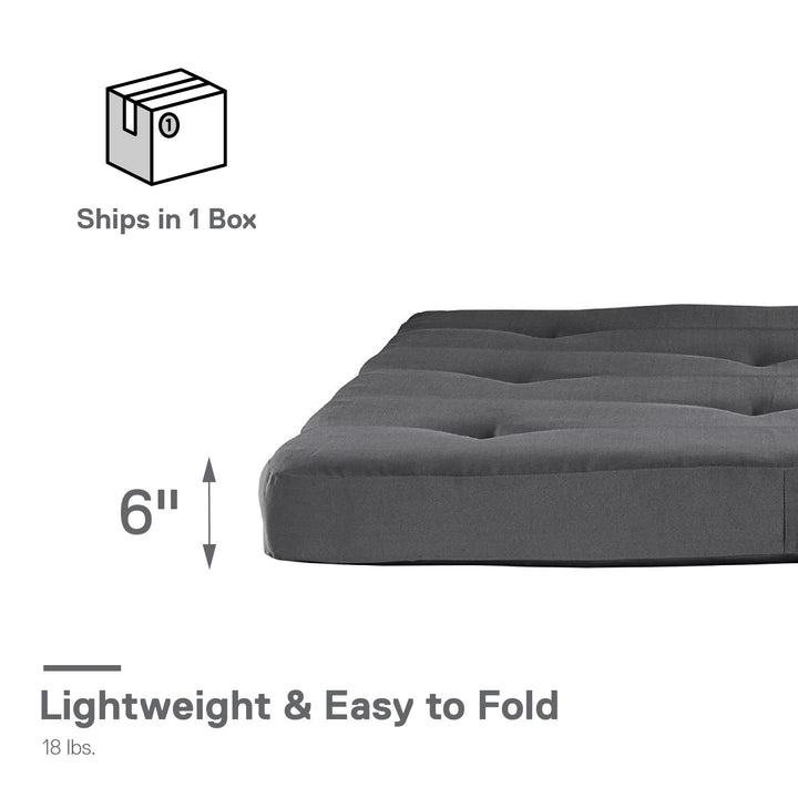 Caden 6 Inch Full Size Poly Filled Futon Mattress - Gray - Full