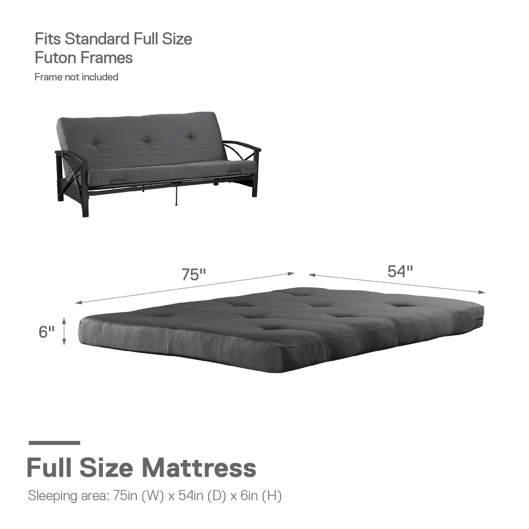 Caden 6 Inch Full Size Poly Filled Futon Mattress - Gray - Full