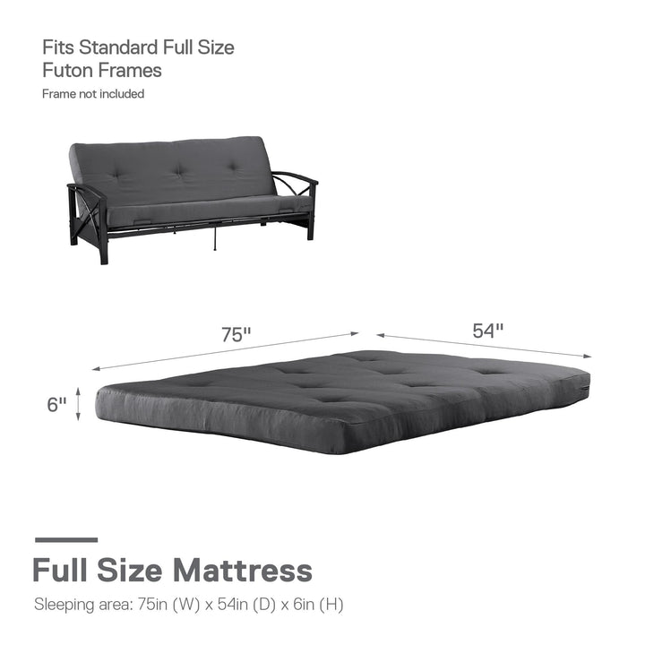 Caden 6 Inch Full Size Poly Filled Futon Mattress - Gray - Full