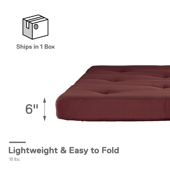 Caden 6 Inch Full Size Poly Filled Futon Mattress - Ruby Red - Full