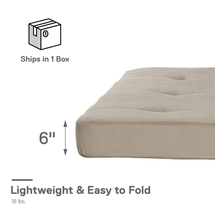 Kali 6 Inch Thermobonded High Density Polyester Fill Futon Mattress - Tan - Full