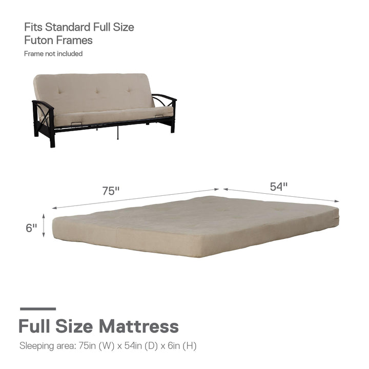 Kali 6 Inch Thermobonded High Density Polyester Fill Futon Mattress - Tan - Full