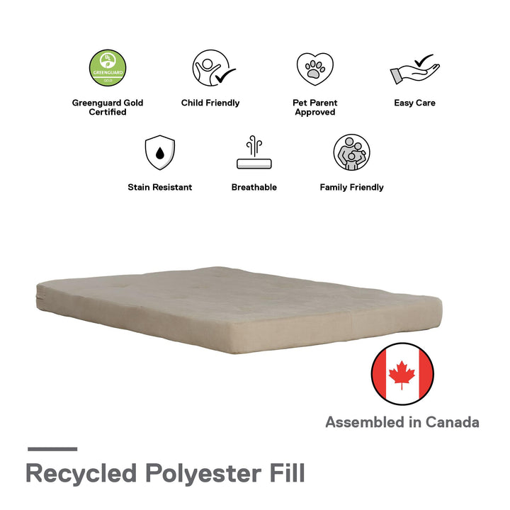 Kali 6 Inch Thermobonded High Density Polyester Fill Futon Mattress - Tan - Full