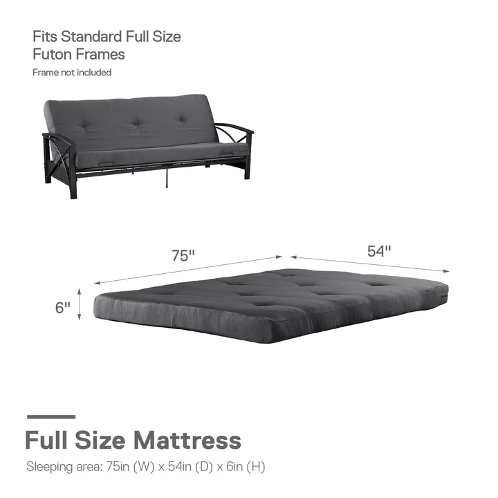 Kali 6 Inch Thermobonded High Density Polyester Fill Futon Mattress - Gray - Full